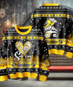 Smart Woman Loves Her Pittsburgh Steelers Christmas Holiday Sweater1