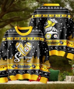 Smart Woman Loves Her Pittsburgh Steelers Christmas Holiday Sweater1