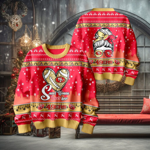 Smart Woman Loves Her San Francisco 49ers Christmas Holiday Sweater1