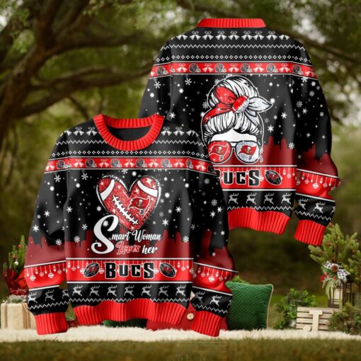 Smart Woman Loves Her Tampa Bay Buccaneers Christmas Holiday Sweater1