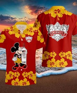 Smirnoff Vodka Mickey Mouse Hibicus Flower Gift Hawaiian Set Shirt