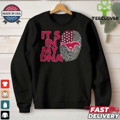 Smu Mustangs It’s In My Dna Fingerprint 2024 Black shirt
