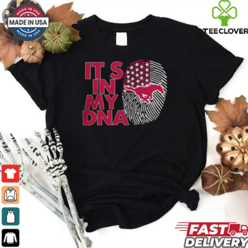 Smu Mustangs It’s In My Dna Fingerprint 2024 Black shirt