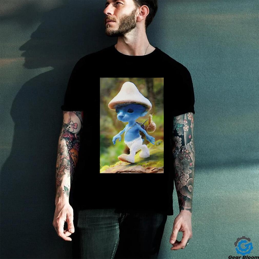 Smurf Cat Realistic Cat Mushroom T-Shirt