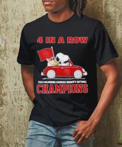 Snoopy 4 in a row 2024 Oklahoma Sooners women’s softball Champions shirt