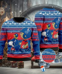 Snoopy And Charlie Brown Los Angeles Dodgers Ugly Sweater Christmas