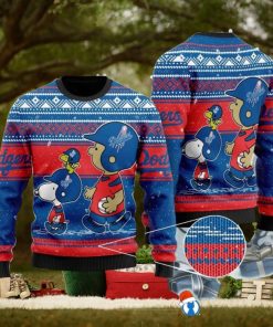 Snoopy And Charlie Brown Los Angeles Dodgers Ugly Sweater Christmas