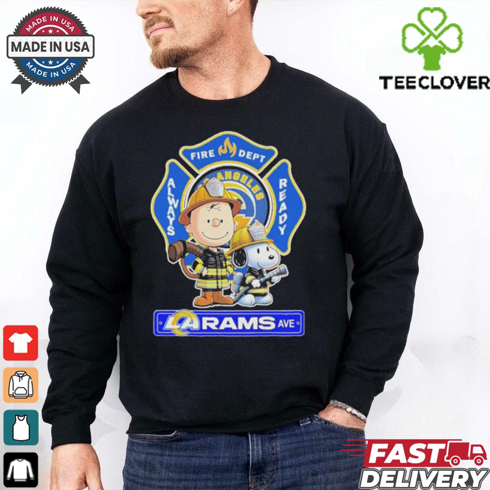 Snoopy And Charlie Brown Los Angeles Rams Fire Dept Always Ready The Peanuts X Firefighter LA T shirt Snoopy And Charlie Brown Los Angeles Rams Fire Dept Always Ready The Peanuts X Firefighter LA T shirt