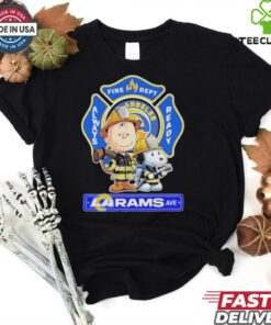Snoopy And Charlie Brown Los Angeles Rams Fire Dept Always Ready The Peanuts X Firefighter LA T shirt