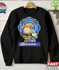 Snoopy And Charlie Brown Los Angeles Rams Fire Dept Always Ready The Peanuts X Firefighter LA T shirt