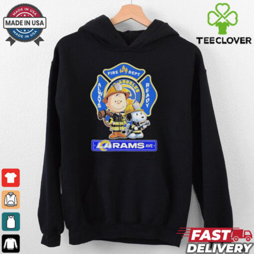 Snoopy And Charlie Brown Los Angeles Rams Fire Dept Always Ready The Peanuts X Firefighter LA T shirt
