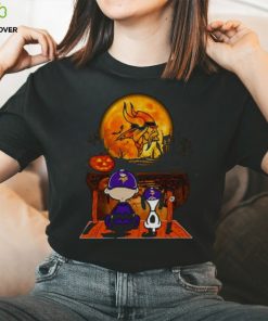 Snoopy And Charlie Brown Minnesota Vikings Sitting Under Moon Halloween 2023 T shirt 3 Snoopy And Charlie Brown Minnesota Vikings Sitting Under Moon Halloween 2023 T shirt