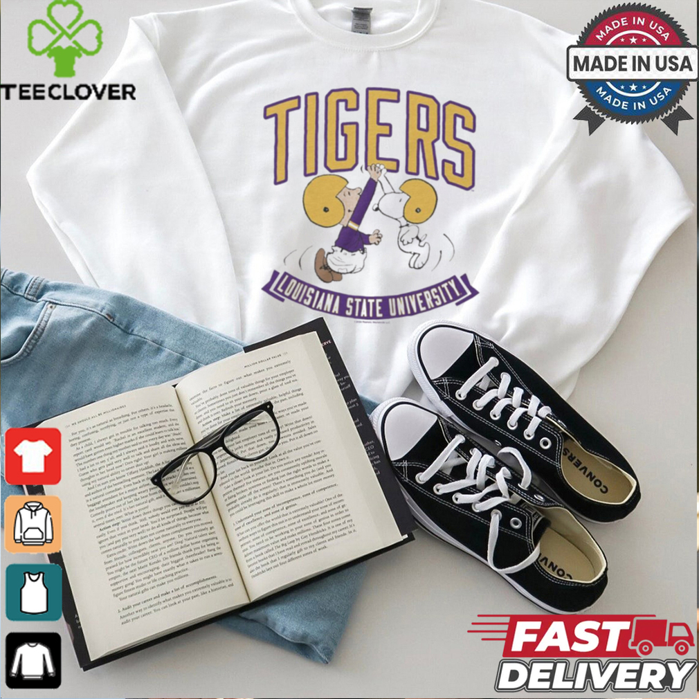 Snoopy And Charlie Brown Peanuts x LSU Tigers Football Louisiana State University t shirt Snoopy And Charlie Brown Peanuts x LSU Tigers Football Louisiana State University t shirt