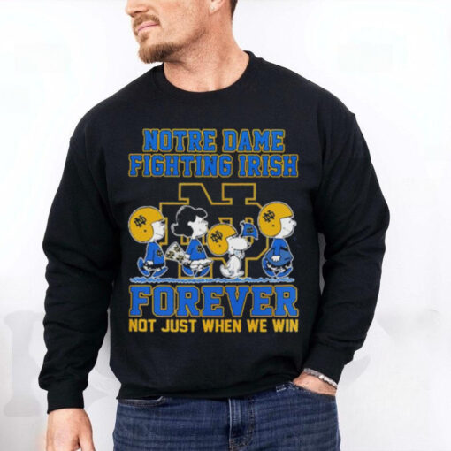 Snoopy And Charlie Brown The Peanuts Notre Dame Fighting Irish Football Forever Not Just When We Win T shirts