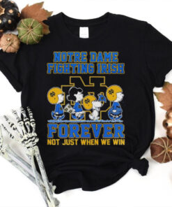 Snoopy And Charlie Brown The Peanuts Notre Dame Fighting Irish Football Forever Not Just When We Win T shirts