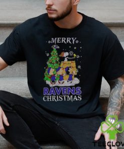 Snoopy And Friends Baltimore Ravens Merry Christmas Shirt