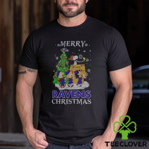 Snoopy And Friends Baltimore Ravens Merry Christmas Shirt