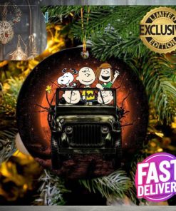 Snoopy And Friends Ride Jeep Halloween Funny Custom Name Christmas Decorations Ornament