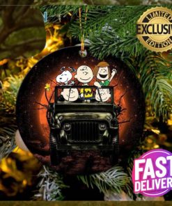 Snoopy And Friends Ride Jeep Halloween Funny Custom Name Christmas Decorations Ornament