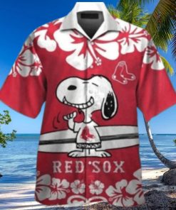 Snoopy And Hibiscus Boston Red Sox Aloha Shirt