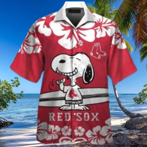 Snoopy And Hibiscus Boston Red Sox Aloha Shirt