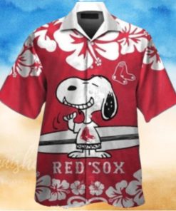 Snoopy And Hibiscus Boston Red Sox Aloha Shirt