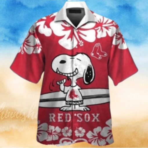 Snoopy And Hibiscus Boston Red Sox Aloha Shirt