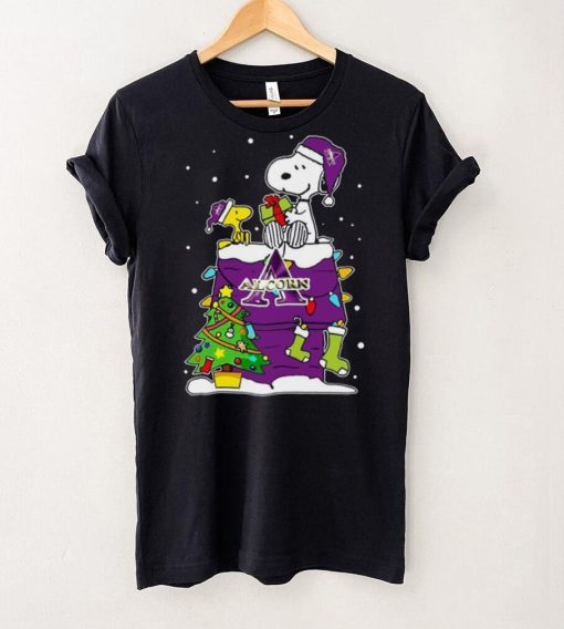 Snoopy And Woodstock Alcorn State Braves Christmas Tree T hoodie, sweater, longsleeve, shirt v-neck, t-shirt