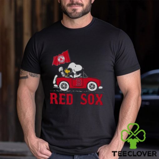 Snoopy And Woodstock Driving Car Boston Red Sox T shirt