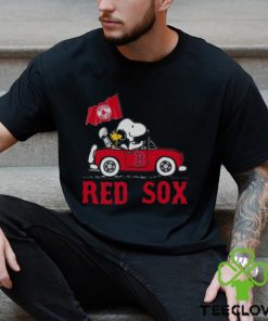 Snoopy And Woodstock Driving Car Boston Red Sox T shirt