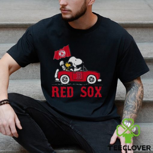 Snoopy And Woodstock Driving Car Boston Red Sox T shirt