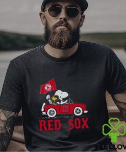 Snoopy And Woodstock Driving Car Boston Red Sox T shirt