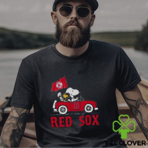 Snoopy And Woodstock Driving Car Boston Red Sox T shirt