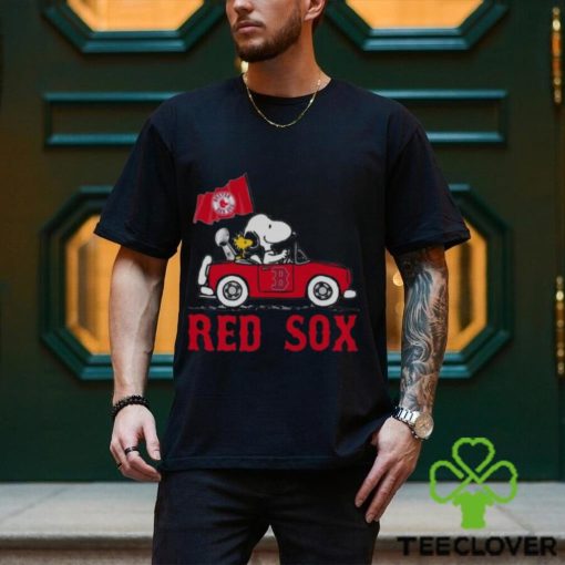 Snoopy And Woodstock Driving Car Boston Red Sox T shirt