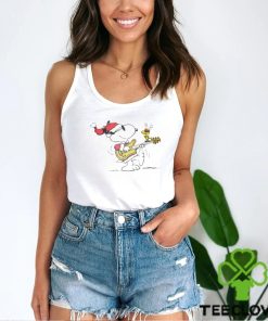 Snoopy And Woodstock Hat Santa Playing The Guitar Merry Christmas Shirt
