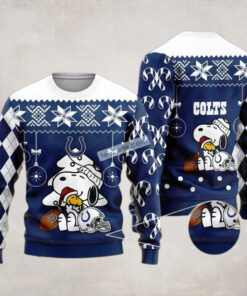 Snoopy And Woodstock Indianapolis Colts Blue Cheap Ugly Christmas Sweater
