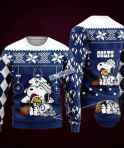 Snoopy And Woodstock Indianapolis Colts Blue Cheap Ugly Christmas Sweater