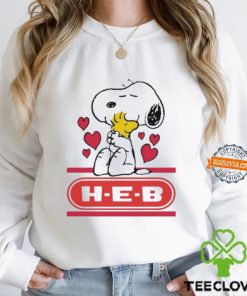 Snoopy And Woodstock Loves H E B Logo Shirt