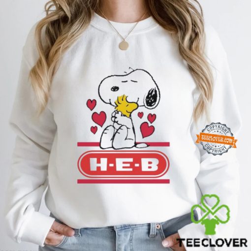 Snoopy And Woodstock Loves H E B Logo Shirt