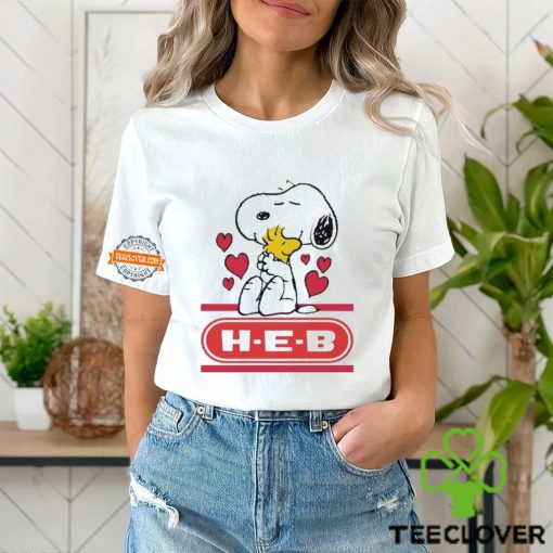 Snoopy And Woodstock Loves H E B Logo Shirt