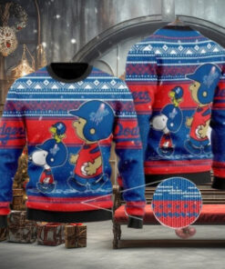 Snoopy And Woodstock MLB Dodgers Ugly Christmas Sweater