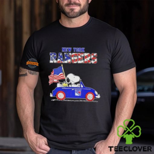 Snoopy And Woodstock Riding Car New York Rangers 4th Of July Shirt