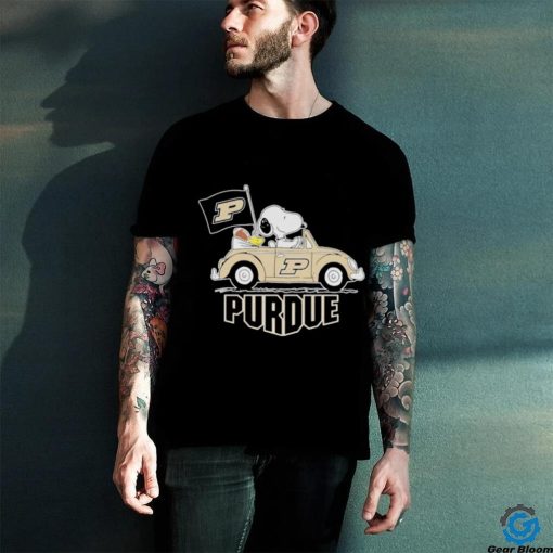 Snoopy And Woodstock Riding Car Purdue Boilermakers Shirt