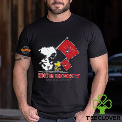 Snoopy Boston University Road To Oklahoma City flag hoodie, sweater, longsleeve, shirt v-neck, t-shirt