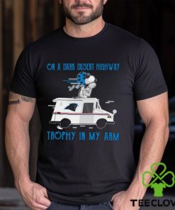 Snoopy Carolina Panthers on a dark desert highway trophy in my arm shirt