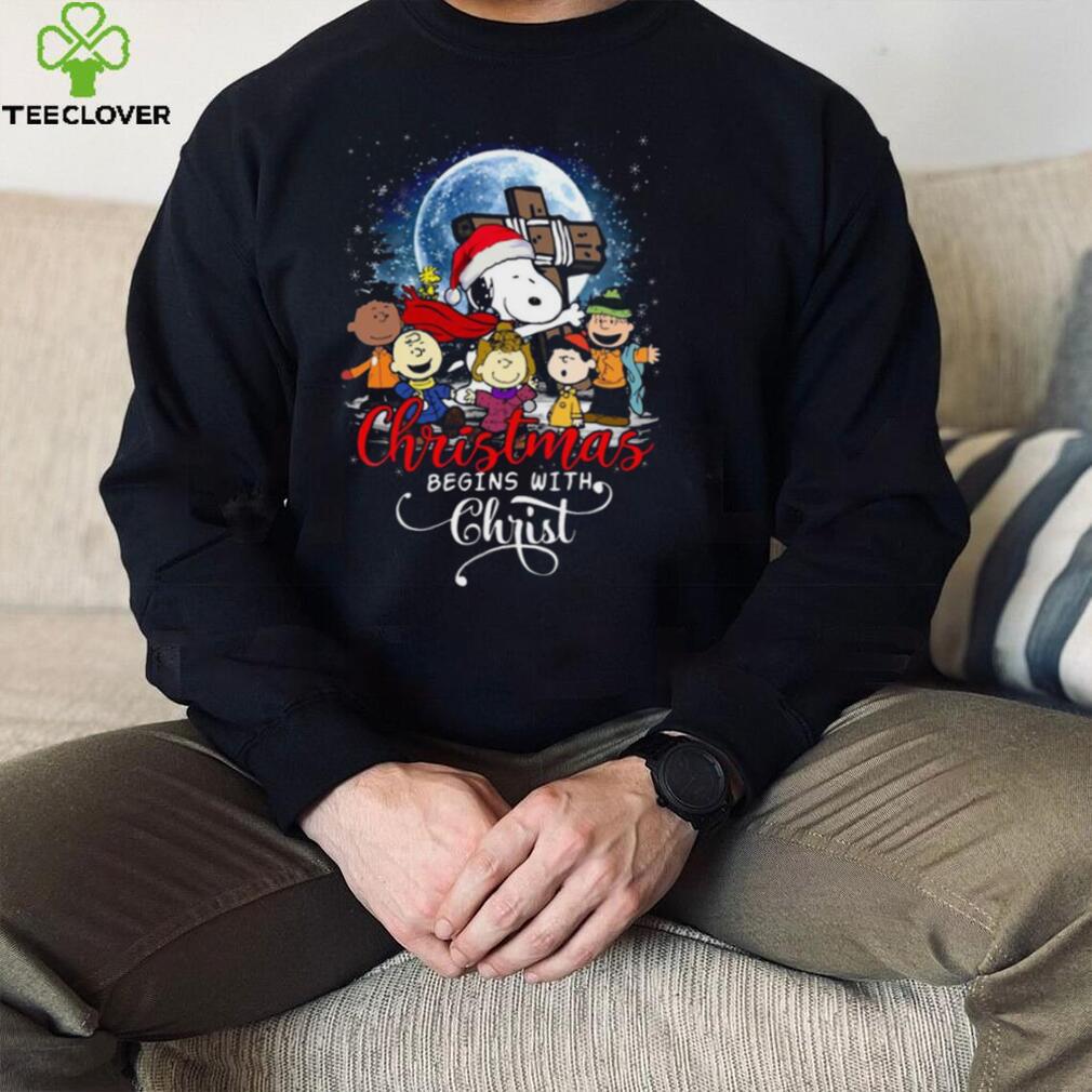 Snoopy Charlie Brown Woodstock Christmas Begins With Christ Charlie Brown Christmas T shirt