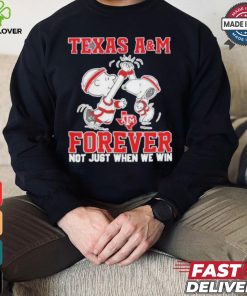 Snoopy Charlie Brown high five Texas A&M Aggies forever not just when we win shirt