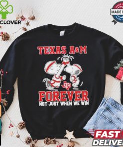 Snoopy Charlie Brown high five Texas A&M Aggies forever not just when we win shirt