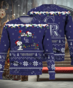 Snoopy Decorating Tree Colorado Rockies Ugly Christmas Sweater