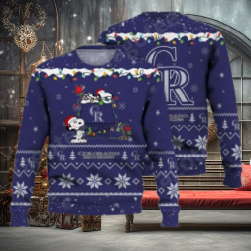Snoopy Decorating Tree Colorado Rockies Ugly Christmas Sweater